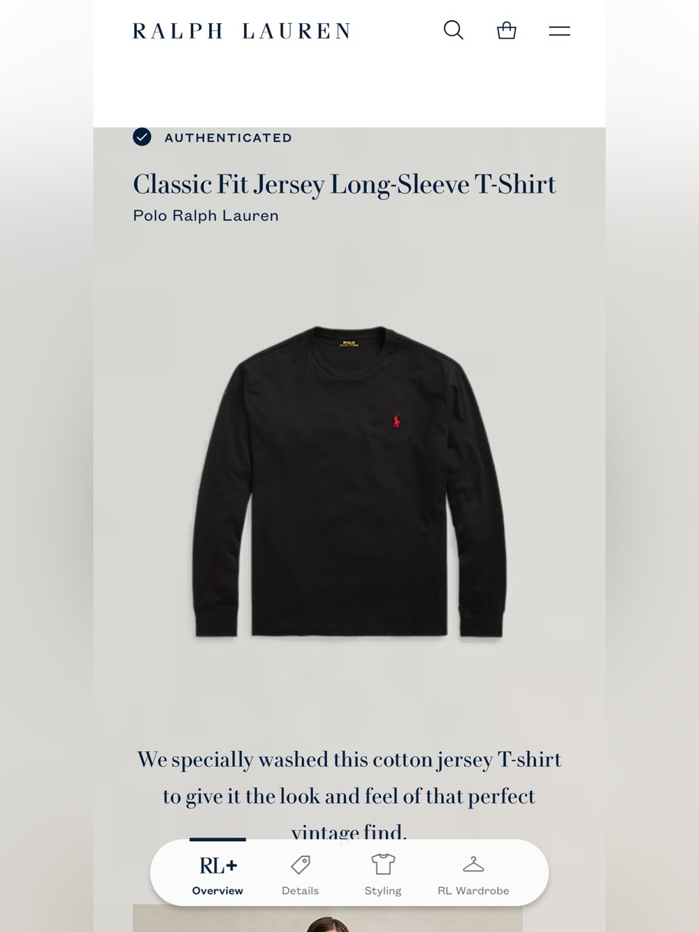Polo Ralph Lauren Men’s Classic Fit Jersey Long-Sleeve T-Shirt Black Large - Picture 5 of 11